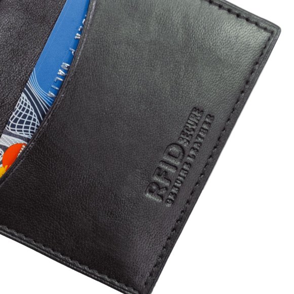 Mens Genuine Leather Bifold Credit Card Holder with RFID Blocking - Picture 5 of 6